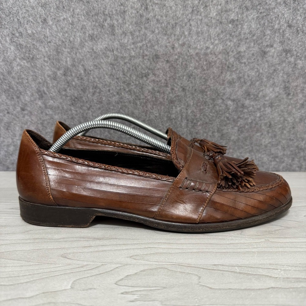 Bragano Italy Leather Tassel Loafers Men 11.5 M Brown Penny Loafer Shoes